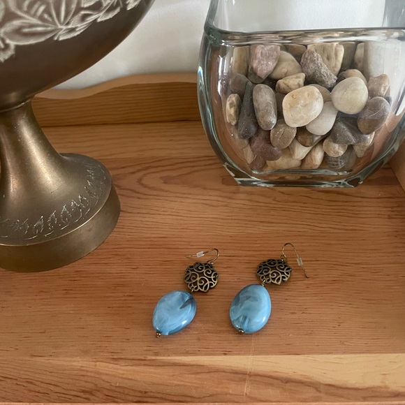 Dana Buchman Blue Wave Beaded Dangle Earrings - Picture 6 of 8